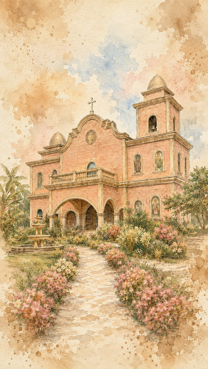 Watercolor illustration of San Antonio de Padua Parish